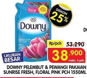 Promo Harga DOWNY Pewangi Pakaian Floral Pink, Sunrise Fresh 1550 ml - Superindo
