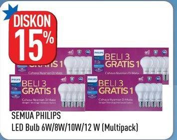 Promo Harga PHILIPS Lampu LED Bulb 6W, 8W, 10W, 12W  - Hypermart