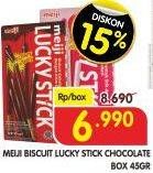 Promo Harga MEIJI Biskuit Lucky Stick Chocolate 45 gr - Superindo