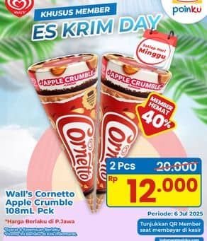 Promo Harga Walls Cornetto Apple Crumble 108 ml - Indomaret
