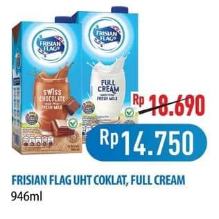 Promo Harga Frisian Flag Susu UHT Purefarm Full Cream, Swiss Chocolate 946 ml - Hypermart