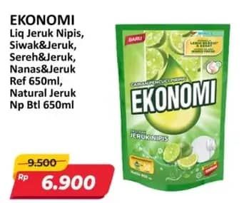 Promo Harga Ekonomi Pencuci Piring Power Liquid Jeruk Nipis, Siwak Jeruk Limau, Sereh Jeruk Nipis, Nanas Jeruk Nipis 650 ml - Alfamart