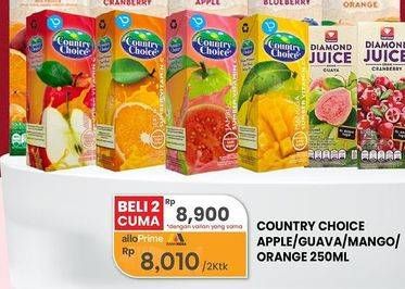 Promo Harga Country Choice Jus Buah Apel, Jambu, Mangga, Jeruk 250 ml - Carrefour