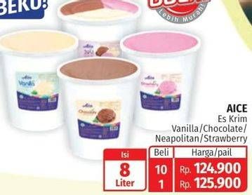 Promo Harga Aice Ice Cream Bucket 3 In 1, Chocolate, Strawberry, Vanilla 8000 ml - Lotte Grosir