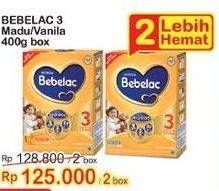 Promo Harga BEBELAC 3 Susu Pertumbuhan Vanila, Madu 400 gr - Indomaret