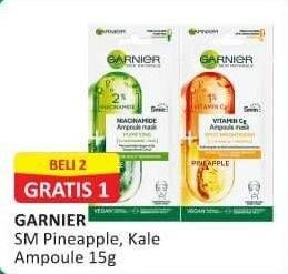 Promo Harga GARNIER Ampoule Mask Vitamin C + Pineapple, Niacinamide + Kale 1 sheet - Alfamart