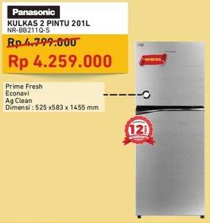 Promo Harga PANASONIC NR-BB211Q | Refrigerator 2 Door  - Courts