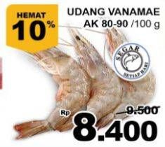 Promo Harga Udang Vanamae AK 80-90 per 100 gr - Giant