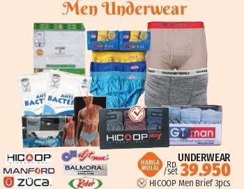 Promo Harga HICOOP/MANFORD/ZUCA/GT MAN/BALMORAL/RIDER Underwear  - LotteMart