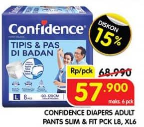 Promo Harga Confidence Adult Pants Tipis & Pas Di Badan L8, XL6 6 pcs - Superindo