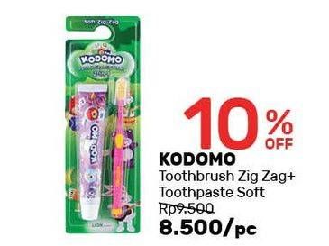 Promo Harga KODOMO Toothbrush Zig Zag + Toothpaste Soft  - Guardian