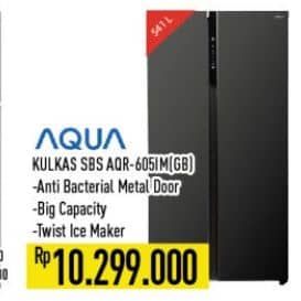 Promo Harga Aqua AQR-605IM Kulkas Side By Side  - Hypermart