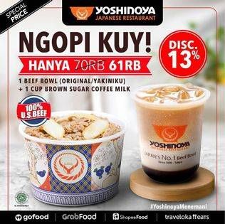 Promo Harga Yoshinoya Brown Sugar Coffee Milk 14oz + Beef Bowl  - Yoshinoya