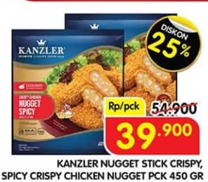 Promo Harga Kanzler Chicken Nugget Stick Crispy, Crispy Spicy 450 gr - Superindo