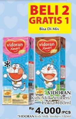 Promo Harga VIDORAN Xmart UHT Coklat, Strawberry 175 ml - Giant