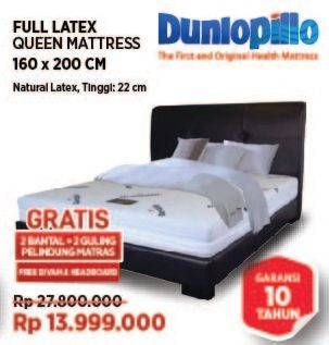 Promo Harga Dunlopillo Fullatex Set Tempat Tidur Queen 160x200cm  - COURTS