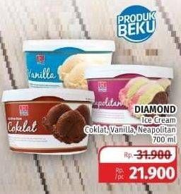Promo Harga DIAMOND Ice Cream Cokelat, Vanila, Neapolitan 700 ml - Lotte Grosir
