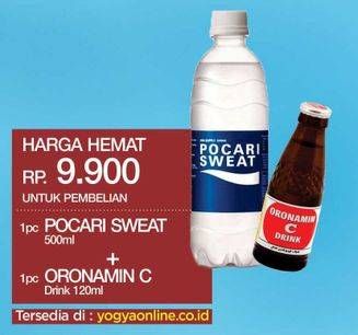 Promo Harga POCARI SWEAT 500ml + ORONAMIN C Drink 120ml  - Yogya