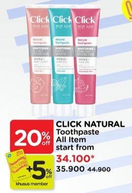 Promo Harga CLICK Toothpaste Himalaya Salt All Variants 100 gr - Watsons