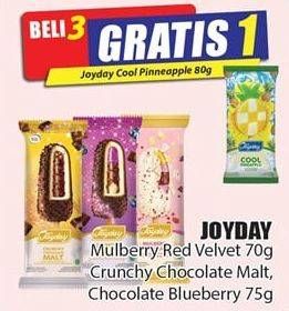 Promo Harga JOYDAY Ice Cream Stick Mulberry Red Velvet, Crunchy Chocolate Blueberry, Crunchy Chocolate Malt 75 gr - Hari Hari