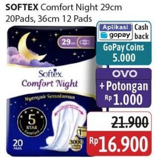 Promo Harga Softex Comfort Night Wing 29cm, Wing 36cm 12 pcs - Alfamidi