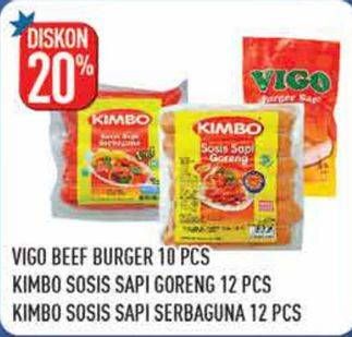 Promo Harga VIGO Burger Daging Sapi/KIMBO Sosis Sapi Goreng/Sosis Sapi Serbaguna  - Hypermart