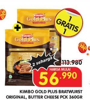 Promo Harga Kimbo Gold Plus Bratwurst Original, Butter Cheese 360 gr - Superindo