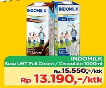 Promo Harga Indomilk Susu UHT Cokelat, Full Cream Plain 1000 ml - TIP TOP
