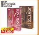 Promo Harga Meiji Biskuit Lucky Stick Chocolate, Strawberry 45 gr - Alfamart
