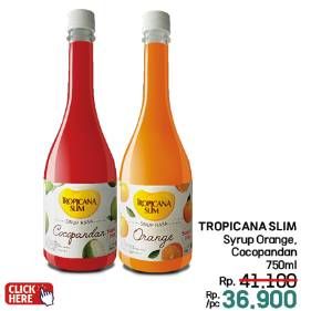 Promo Harga Tropicana Slim Syrup Orange, Cocopandan 750 ml - LotteMart