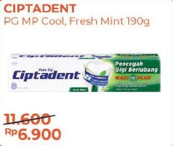 Promo Harga CIPTADENT Pasta Gigi Maxi 12 Plus Cool Mint, Fresh Mint 190 gr - Alfamart