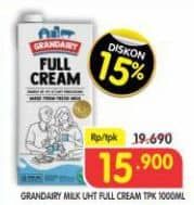 Promo Harga Grandairy Susu UHT Full Cream 1000 ml - Superindo