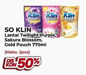 Promo Harga So Klin Pembersih Lantai Purple Twilight, Sakura Blossom, Moment Gold 780 ml - Yogya