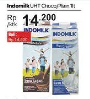 Promo Harga Indomilk Susu UHT Full Cream Plain, Cokelat 1000 ml - Carrefour