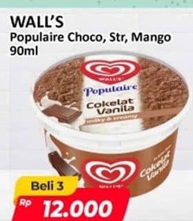 Promo Harga Walls Populaire Chocolate Vanilla, Strawberry Vanilla, Fruity Mango 90 ml - Alfamart