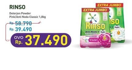 Promo Harga Rinso Anti Noda Deterjen Bubuk + Molto Pink Rose Fresh, + Molto Classic Fresh 1800 gr - Hypermart