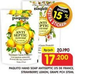 Promo Harga PAQUITO Hand Soap Lys De France, Strawberry, Lemon, Grape 375 ml - Superindo