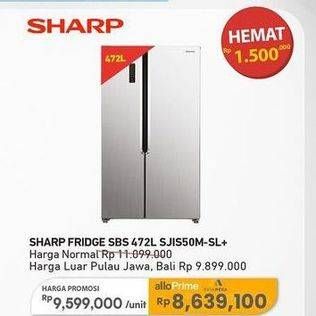 Promo Harga Sharp SJ-IS50M-SL | REFRIGERATOR SBS 1 pcs - Carrefour