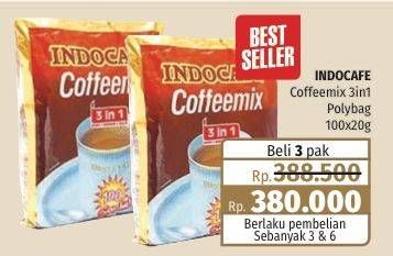 Promo Harga Indocafe Coffeemix 3in1 per 100 sachet 20 gr - Lotte Grosir