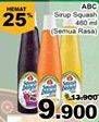 Promo Harga ABC Syrup Squash Delight All Variants 460 ml - Giant