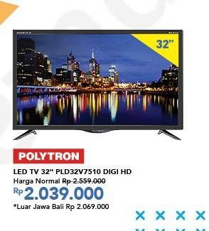 Promo Harga POLYTRON PLD 32V7510 | LED TV Dignity 32" D.HD  - Carrefour