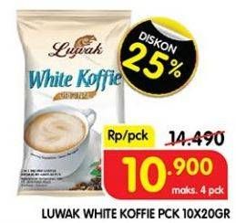 Promo Harga Luwak White Koffie Original per 10 sachet 20 gr - Superindo