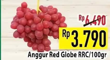 Promo Harga Anggur Red Globe RRC per 100 gr - Hypermart