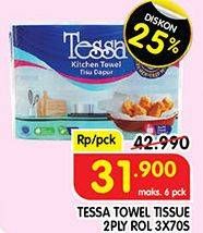 Promo Harga TESSA Kitchen Towel per 3 pcs 70 sheet - Superindo