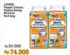 Promo Harga Lifree Popok Celana Ekstra Serap XL6, M10, L8 6 pcs - Indomaret