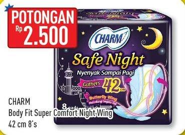 Promo Harga Charm Body Fit Night Gathers 42cm 8 pcs - Hypermart