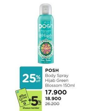 Promo Harga Posh Hijab Perfumed Body Spray Green Blossom 150 ml - Watsons