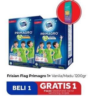 Promo Harga FRISIAN FLAG Primagro 1+ Madu, Vanilla 1200 gr - Carrefour