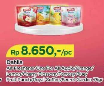 Promo Harga Dahlia Air Freshener Apple, Orange, Lemon, Cherry Blossom, Fruit Punch, Royal Coffee, Heritage 75 gr - TIP TOP