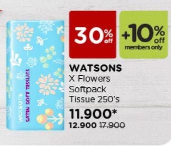 Promo Harga WATSONS X Flower Soft Pack Tissue 250 pcs - Watsons